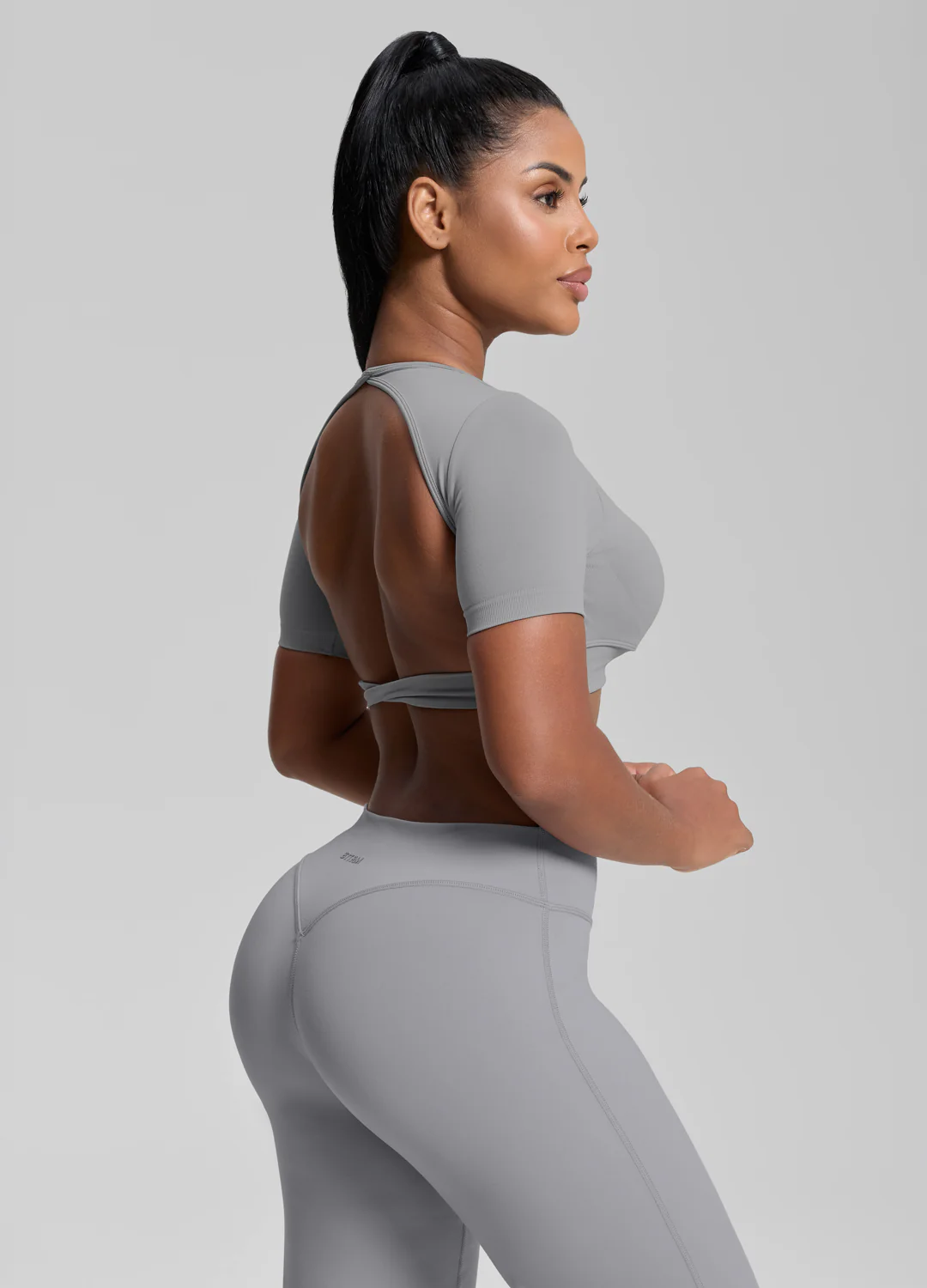 Ultrasculpt Crew Neckline Backless Removable Bra Cups Seamless Crop Top - Image 5