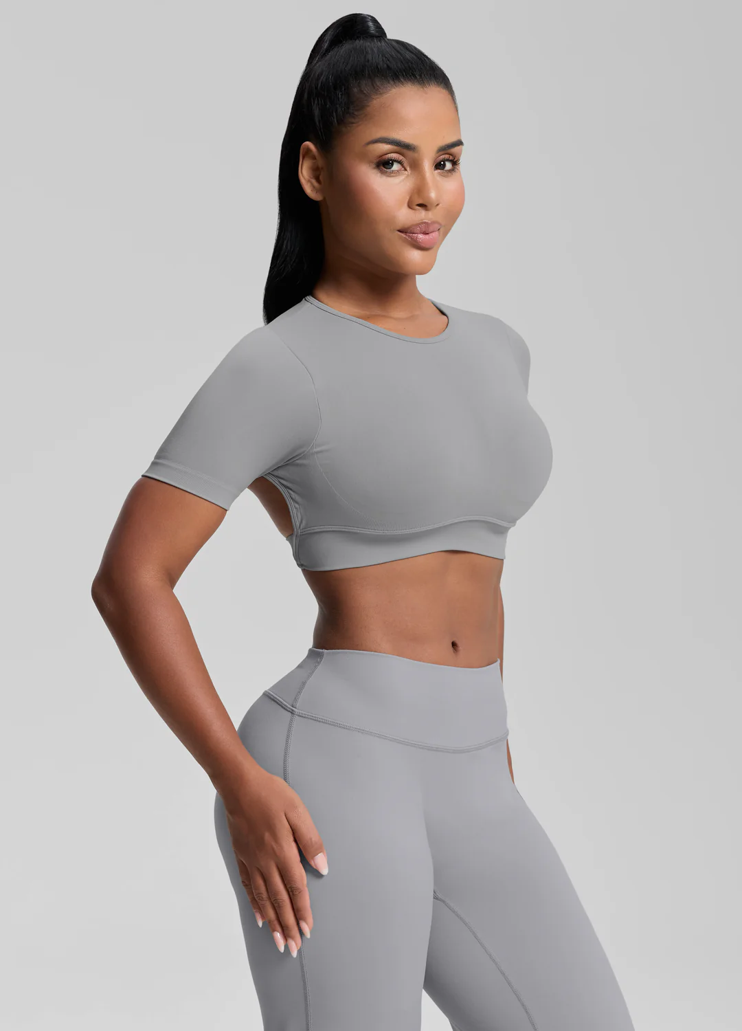 Ultrasculpt Crew Neckline Backless Removable Bra Cups Seamless Crop Top - Image 6