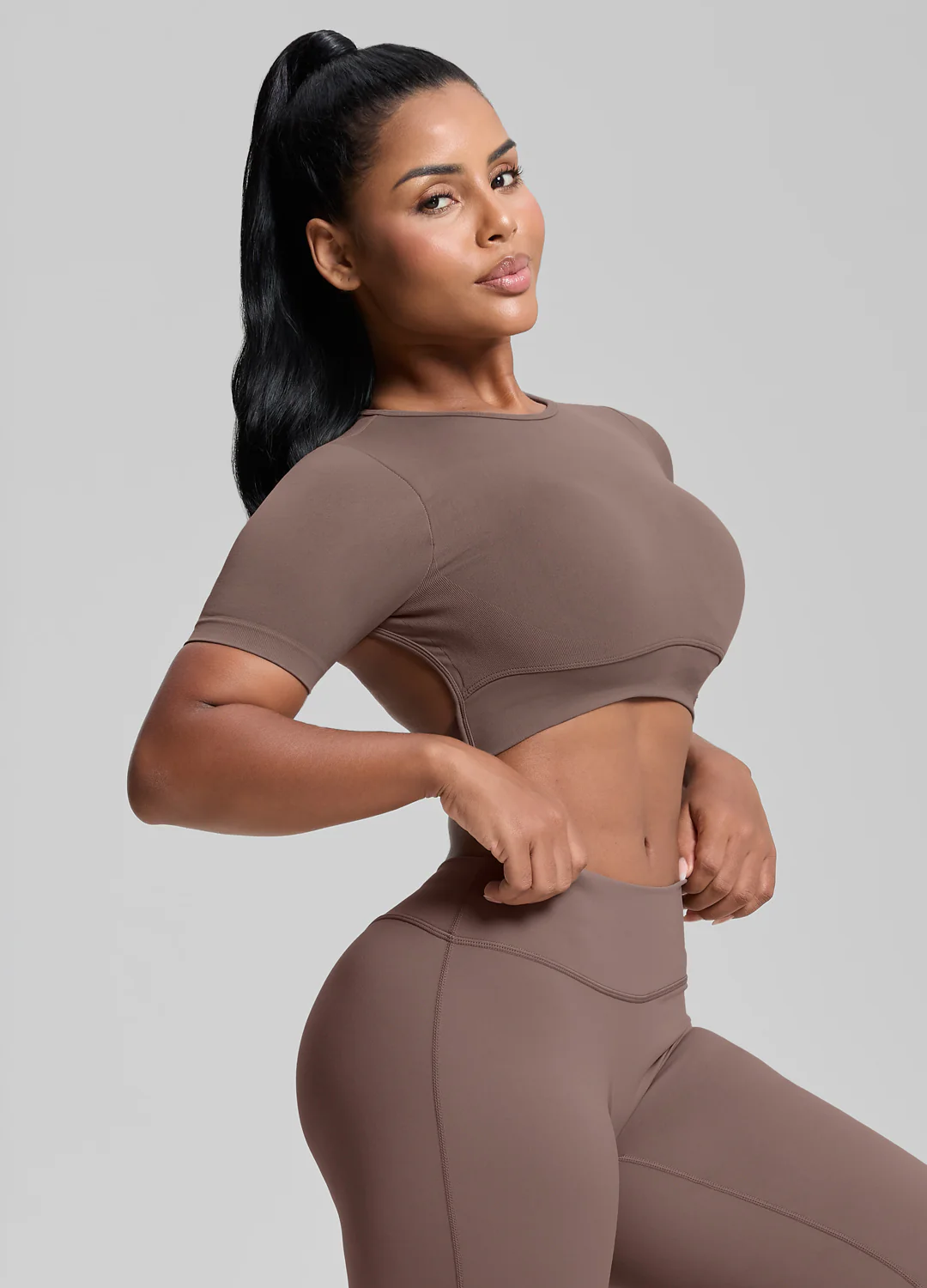 Ultrasculpt Crew Neckline Backless Removable Bra Cups Seamless Crop Top - Image 2