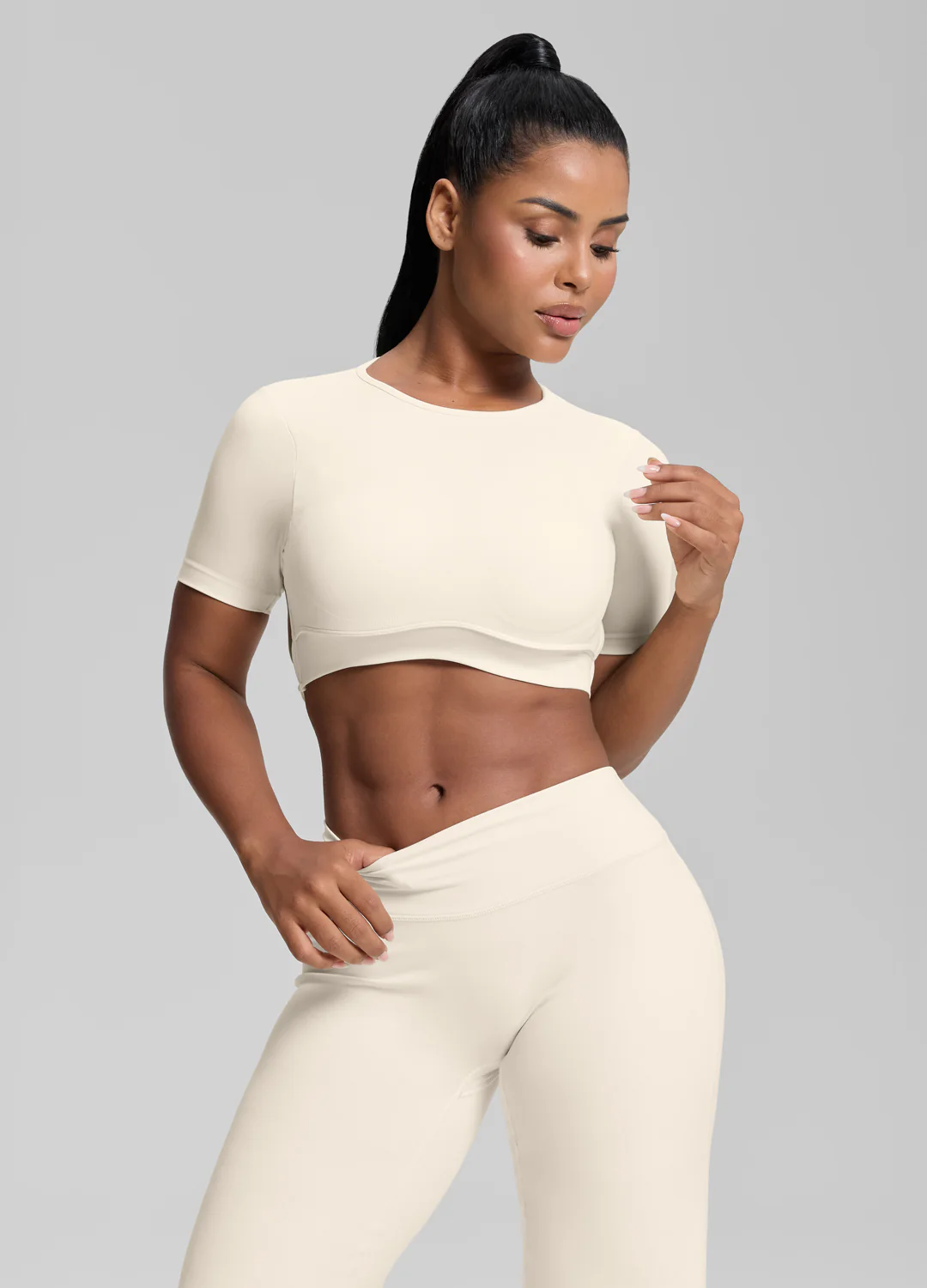 Ultrasculpt Crew Neckline Backless Removable Bra Cups Seamless Crop Top - Image 5
