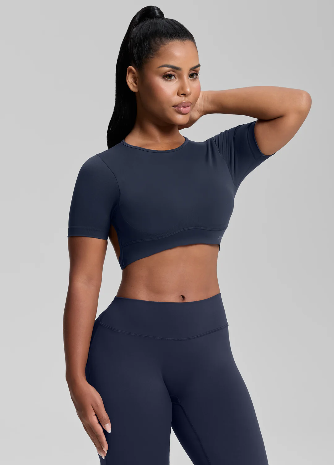 Ultrasculpt Crew Neckline Backless Removable Bra Cups Seamless Crop Top - Image 5