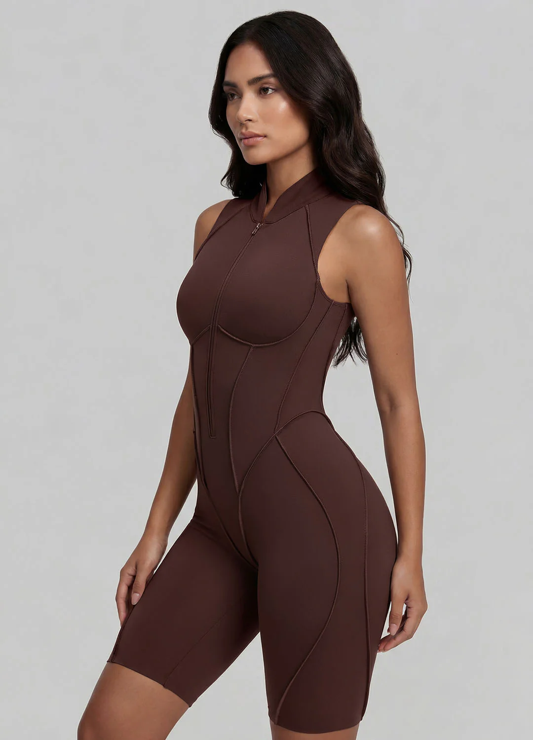 Closed-Back Sleeveless Shorts Catsuit - Image 2