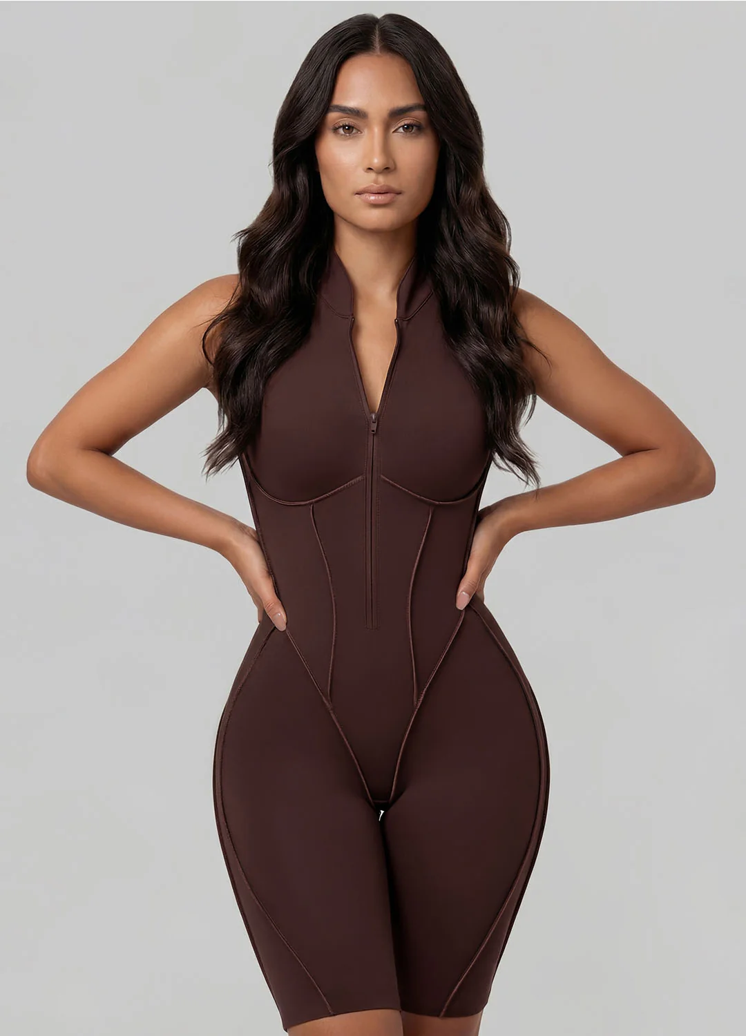 Closed-Back Sleeveless Shorts Catsuit - Image 4