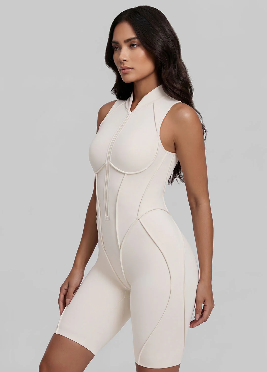 Closed-Back Sleeveless Shorts Catsuit - Image 2