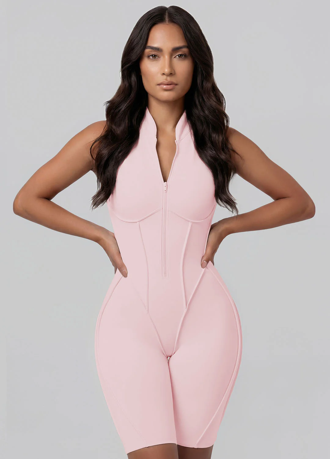 Closed-Back Sleeveless Shorts Catsuit - Image 4