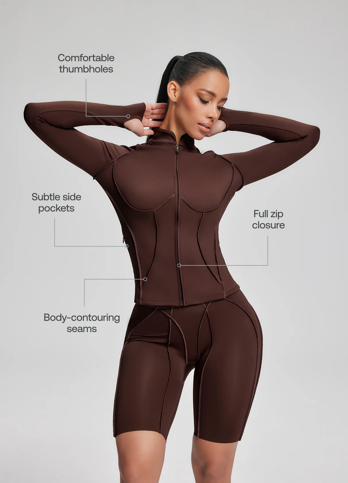 Contour Zip-Up Long Sleeve Top - Image 2