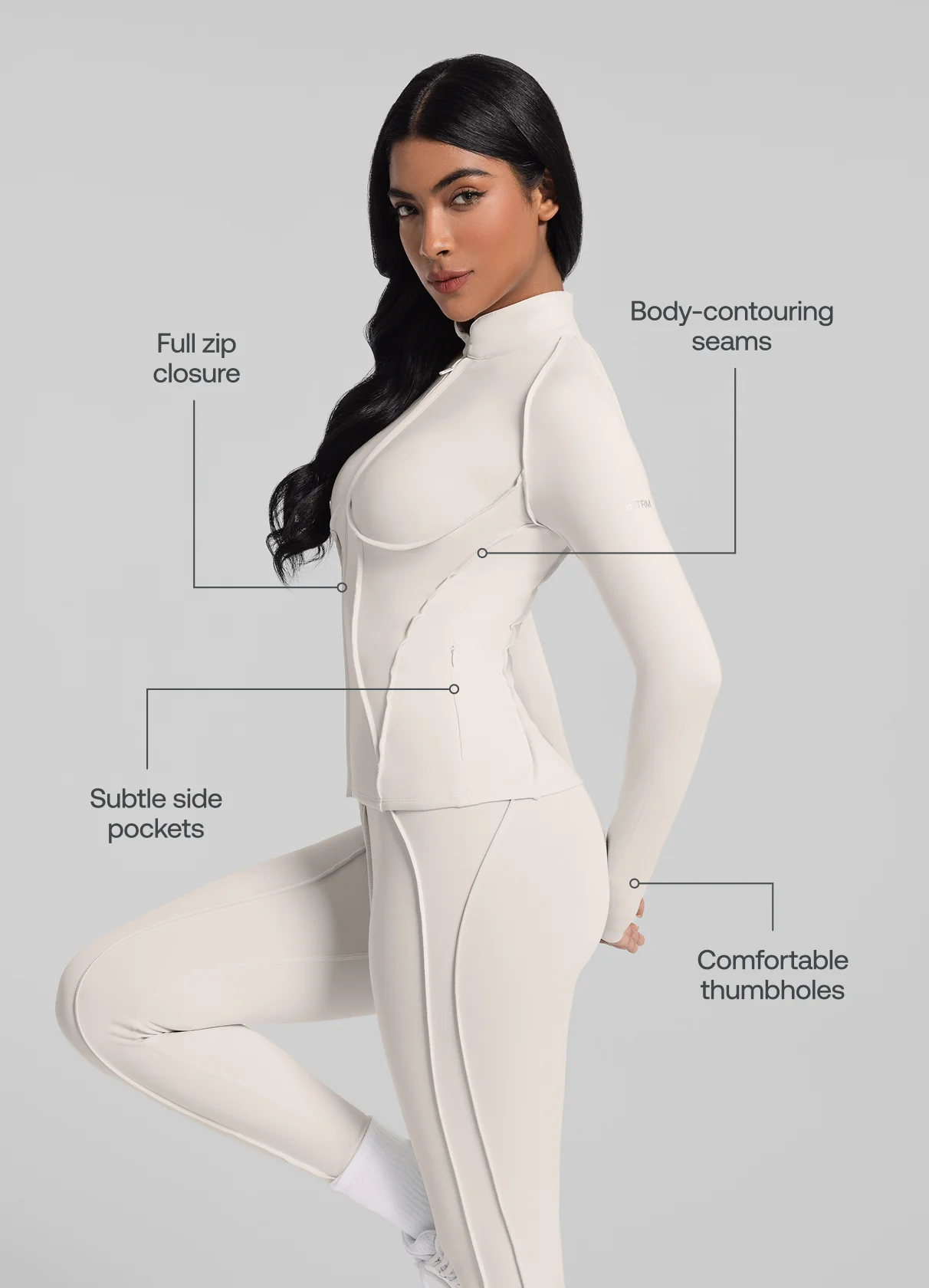 Contour Zip-Up Long Sleeve Top - Image 2