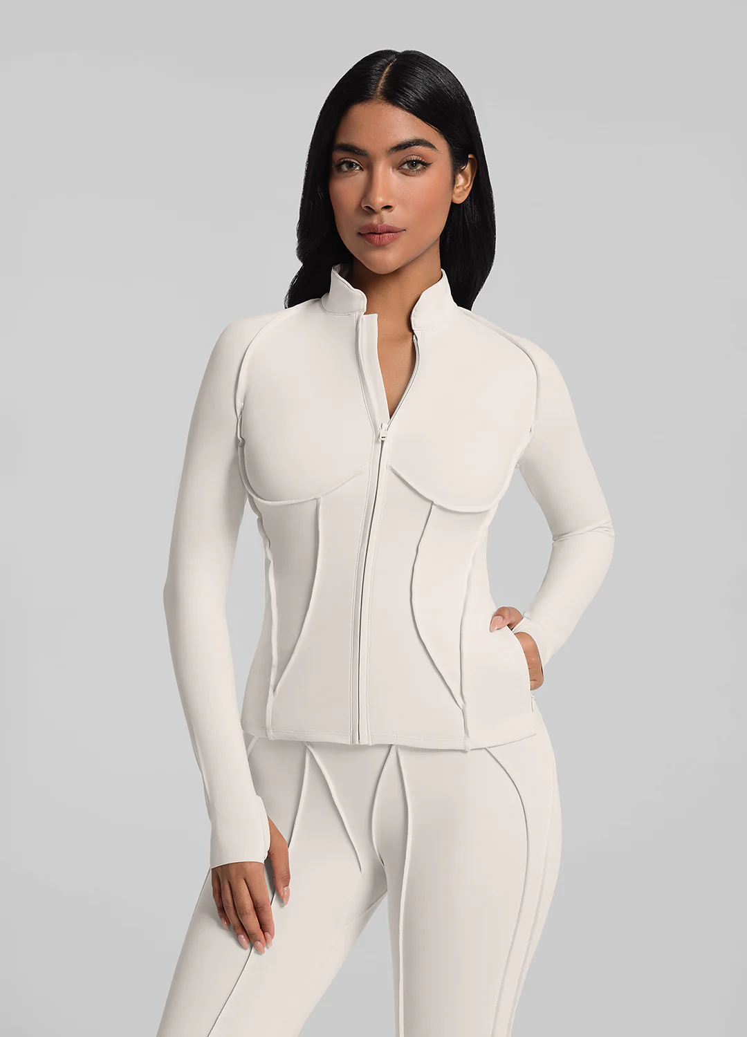 Contour Zip-Up Long Sleeve Top - Image 5