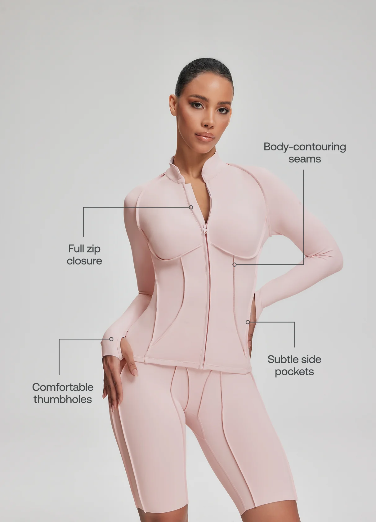 Contour Zip-Up Long Sleeve Top - Image 4