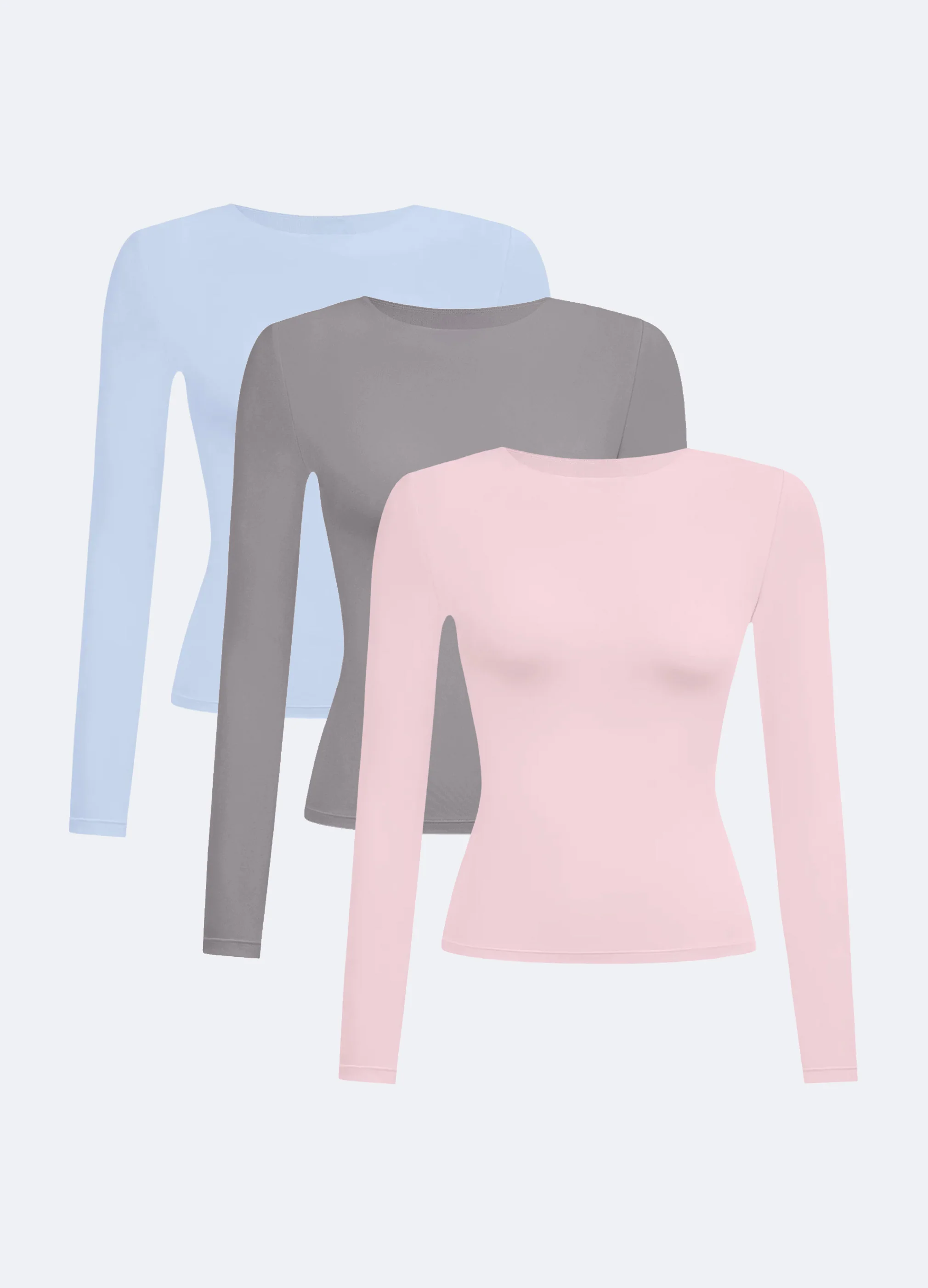 Crew Neck Long Sleeve Top 3-Pack