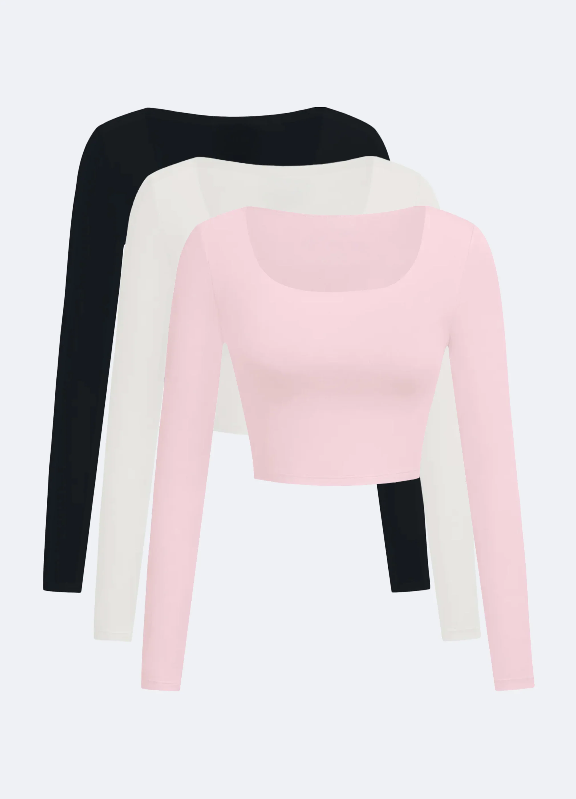 Cropped Round Neck Top 3-Pack
