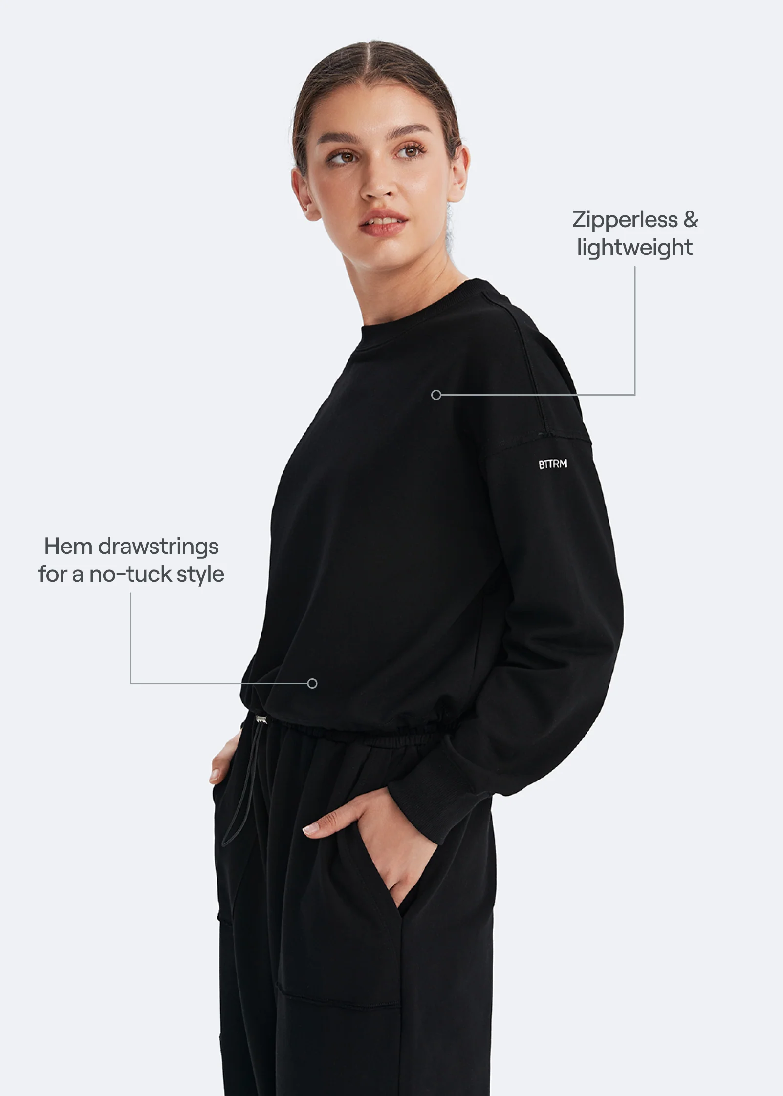 Cropped Sweatshirt with Drawstring - Image 3