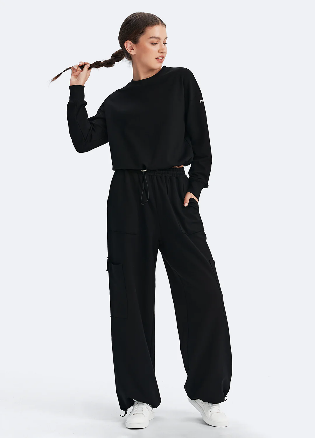 Cropped Sweatshirt with Drawstring - Image 6