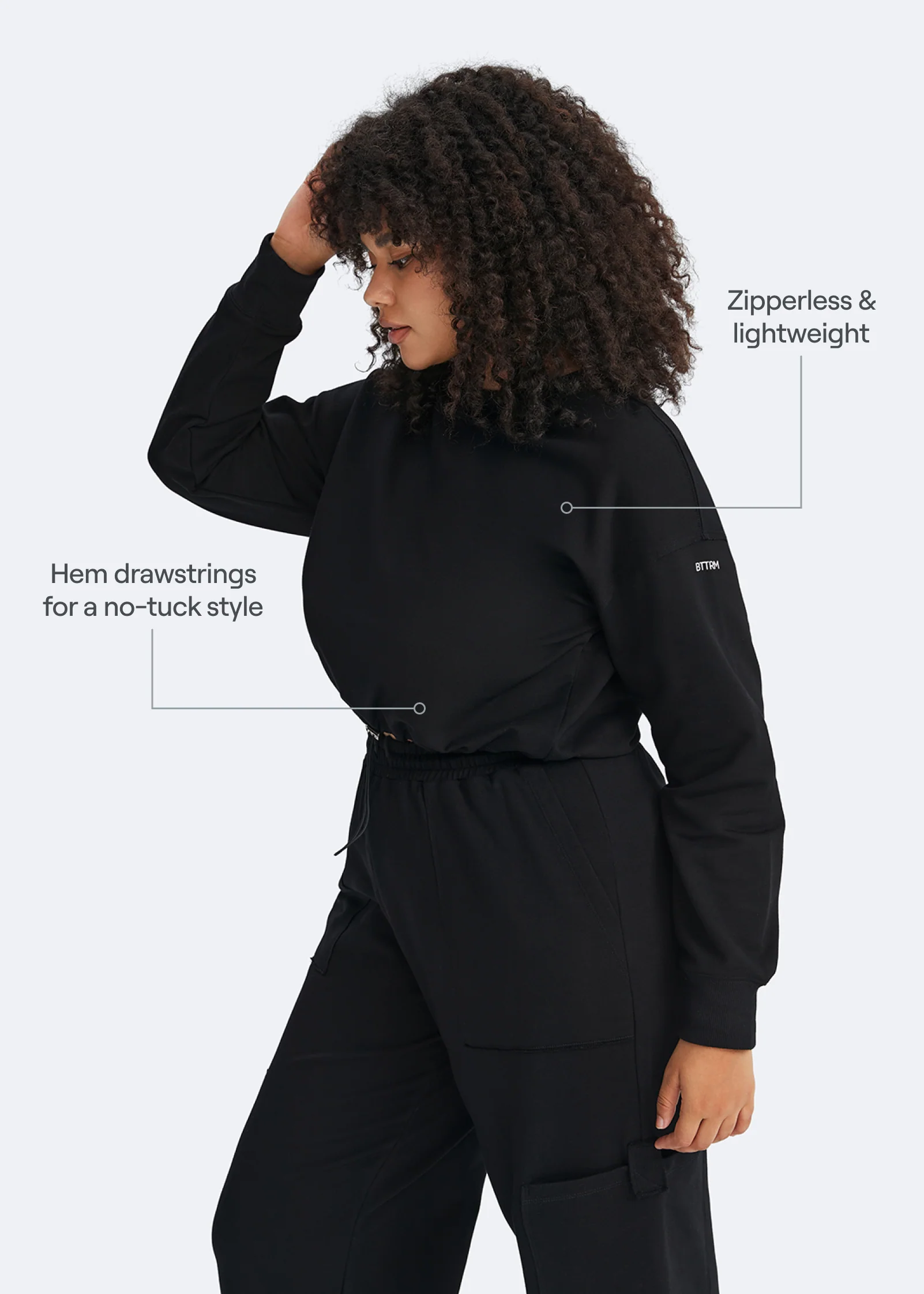 Cropped Sweatshirt with Drawstring - Image 8