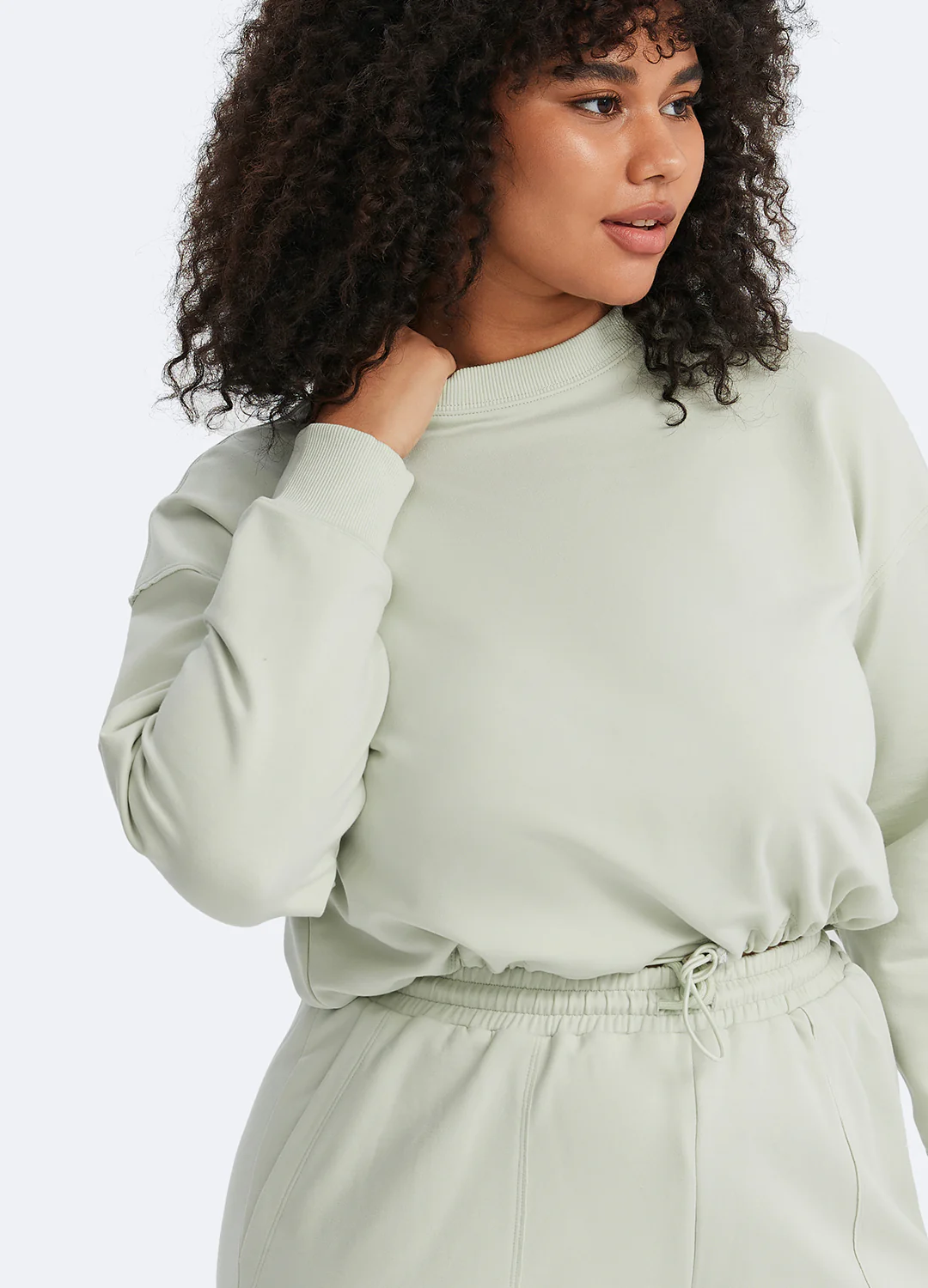 Cropped Sweatshirt with Drawstring - Image 10