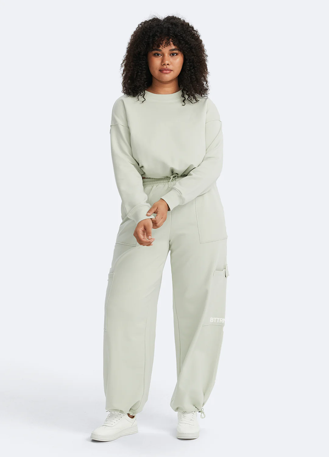 Cropped Sweatshirt with Drawstring - Image 11