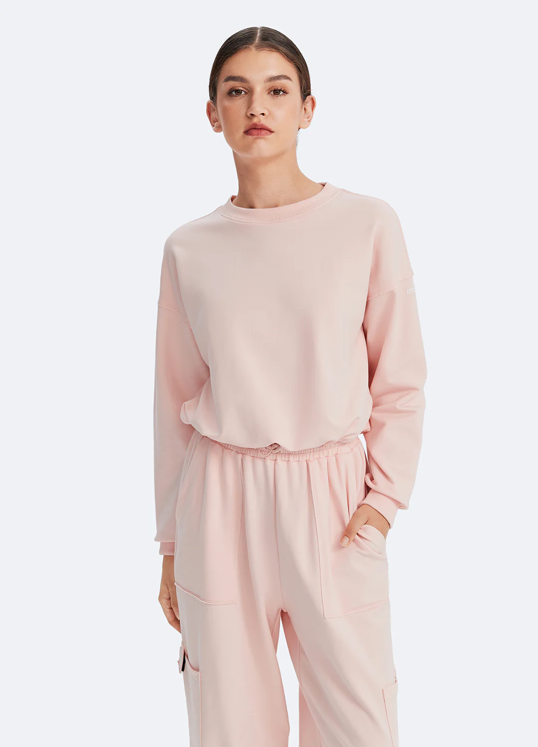 Cropped Sweatshirt with Drawstring - Image 2
