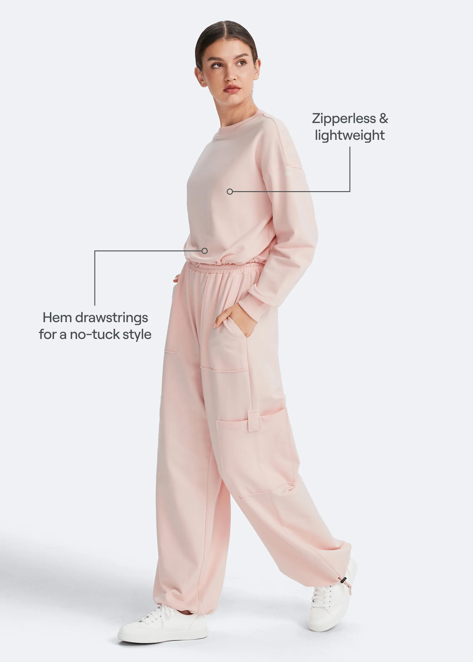 Cropped Sweatshirt with Drawstring - Image 3