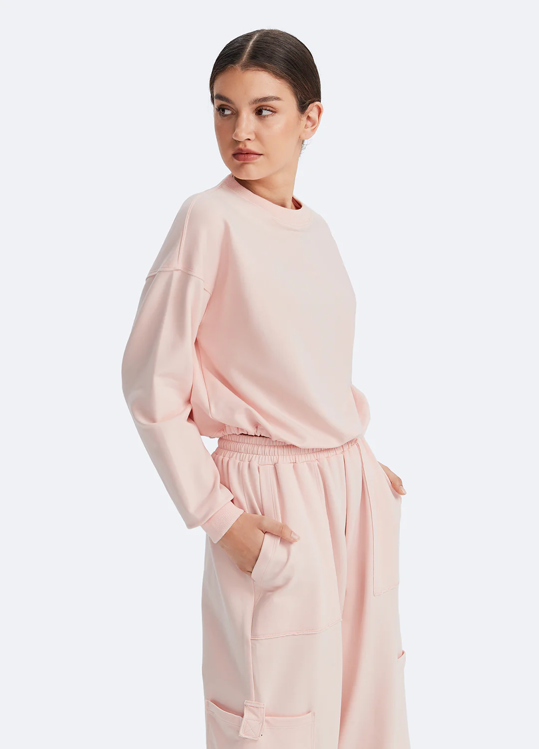 Cropped Sweatshirt with Drawstring - Image 5