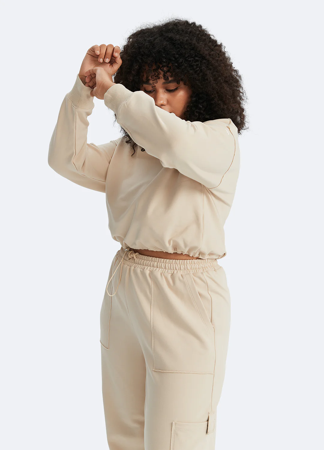Cropped Sweatshirt with Drawstring - Image 10