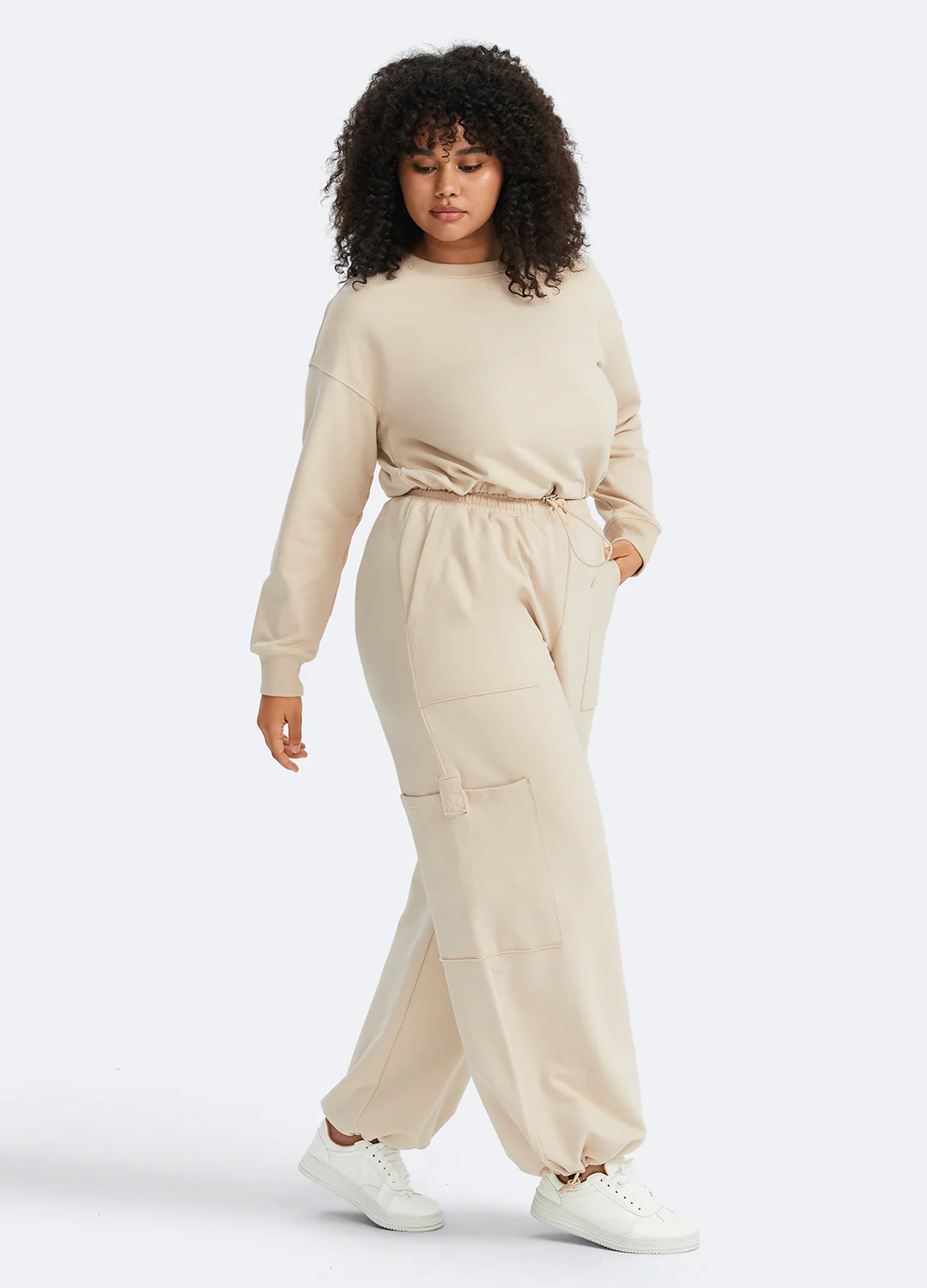 Cropped Sweatshirt with Drawstring - Image 11