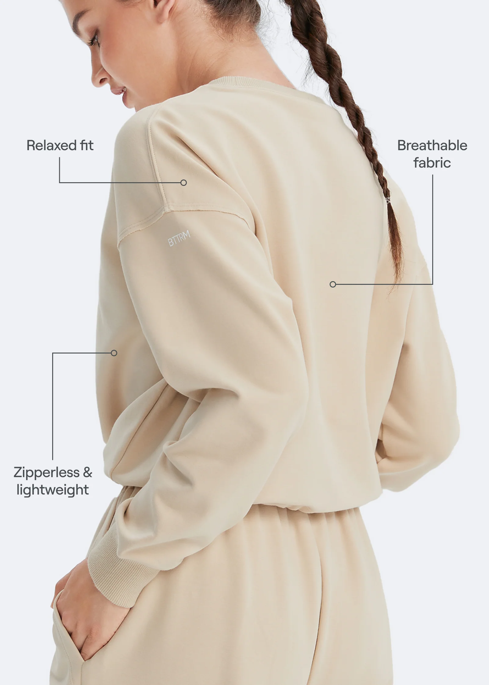 Cropped Sweatshirt with Drawstring - Image 3