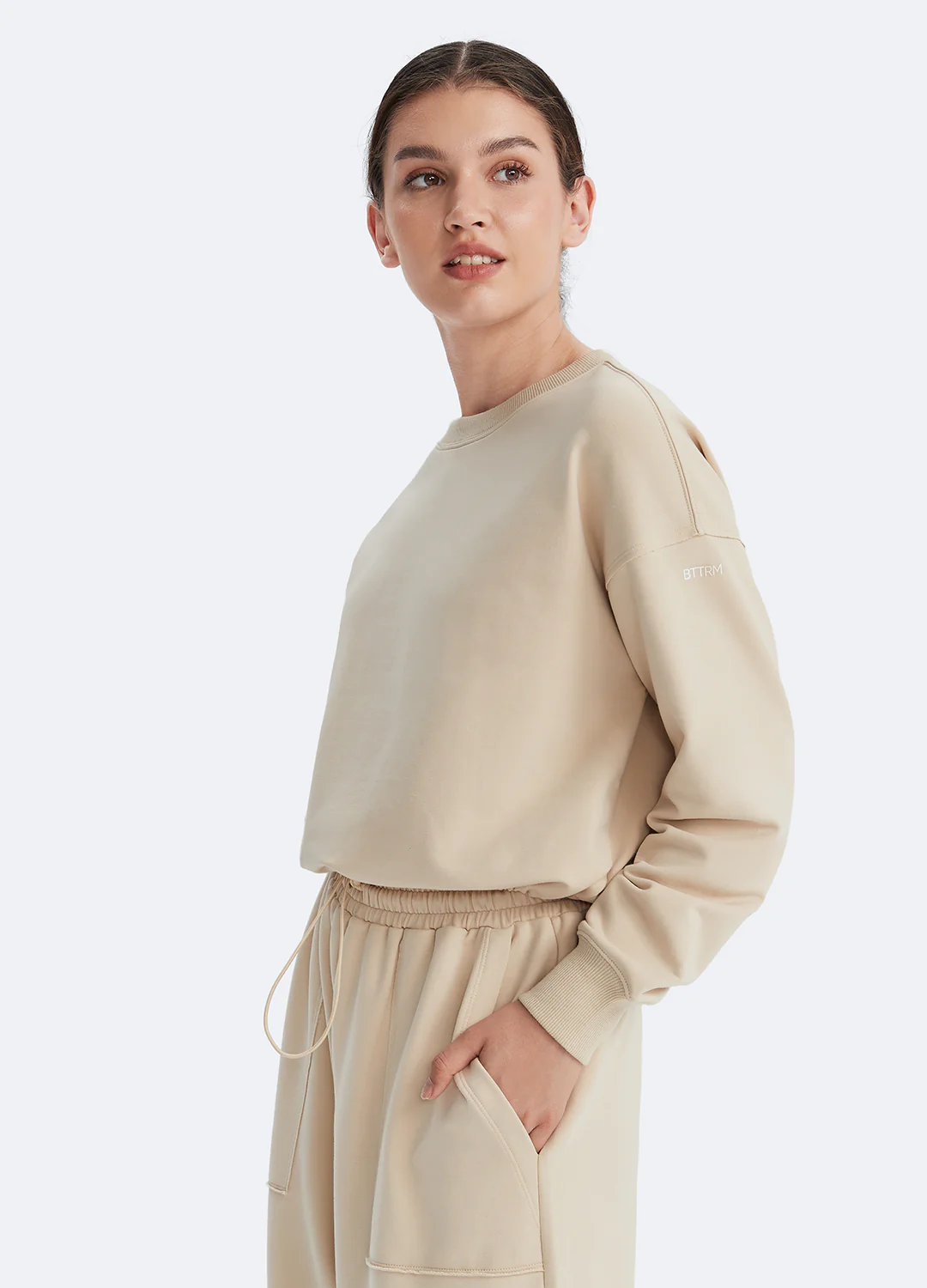 Cropped Sweatshirt with Drawstring - Image 4