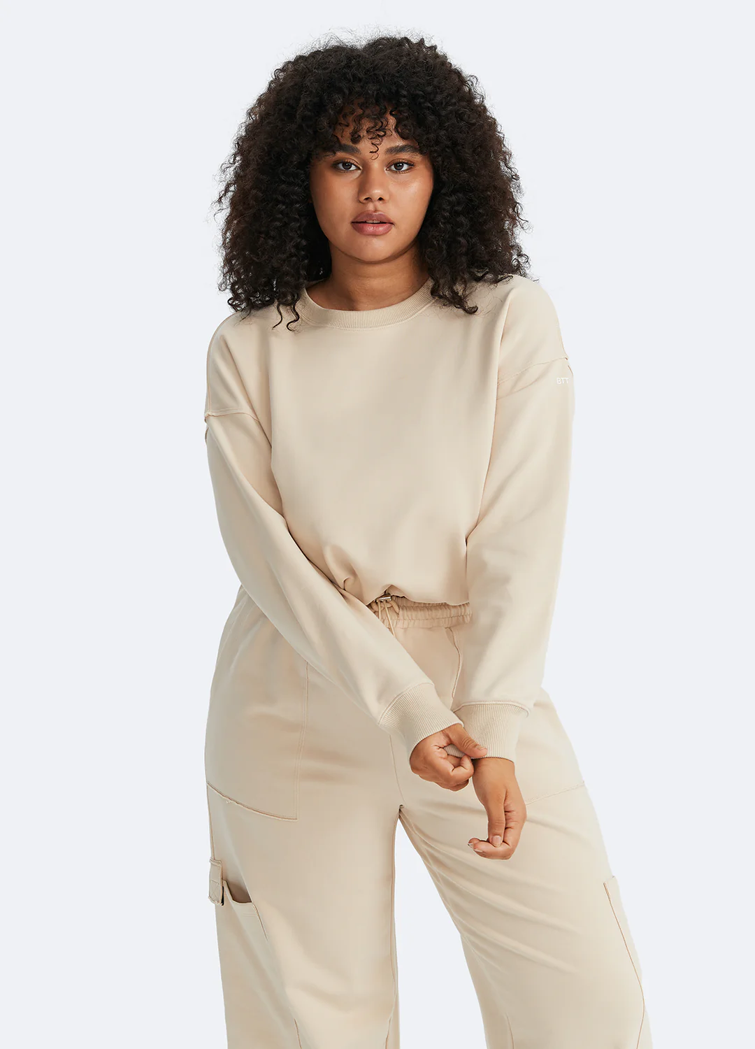 Cropped Sweatshirt with Drawstring - Image 7