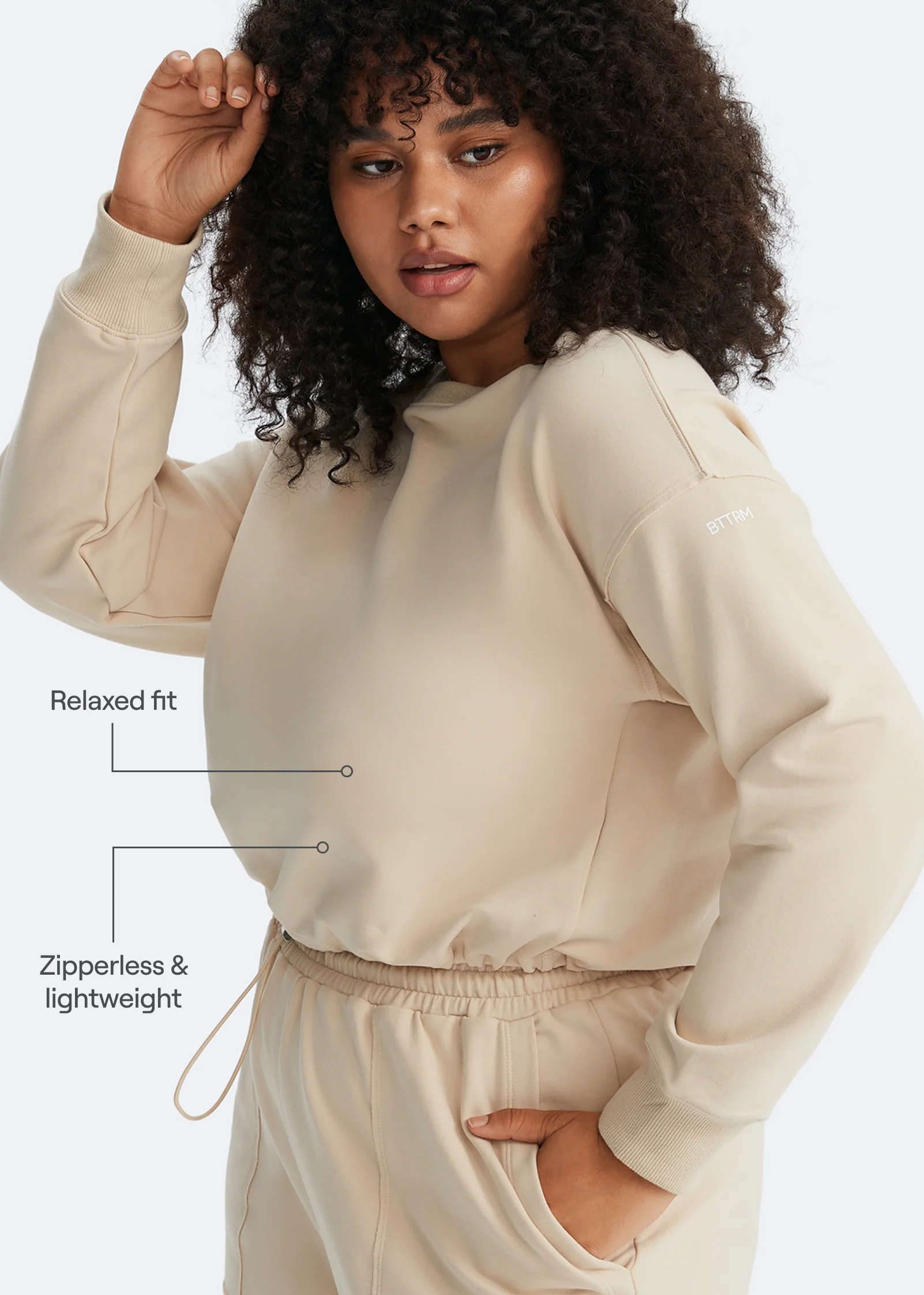 Cropped Sweatshirt with Drawstring - Image 8