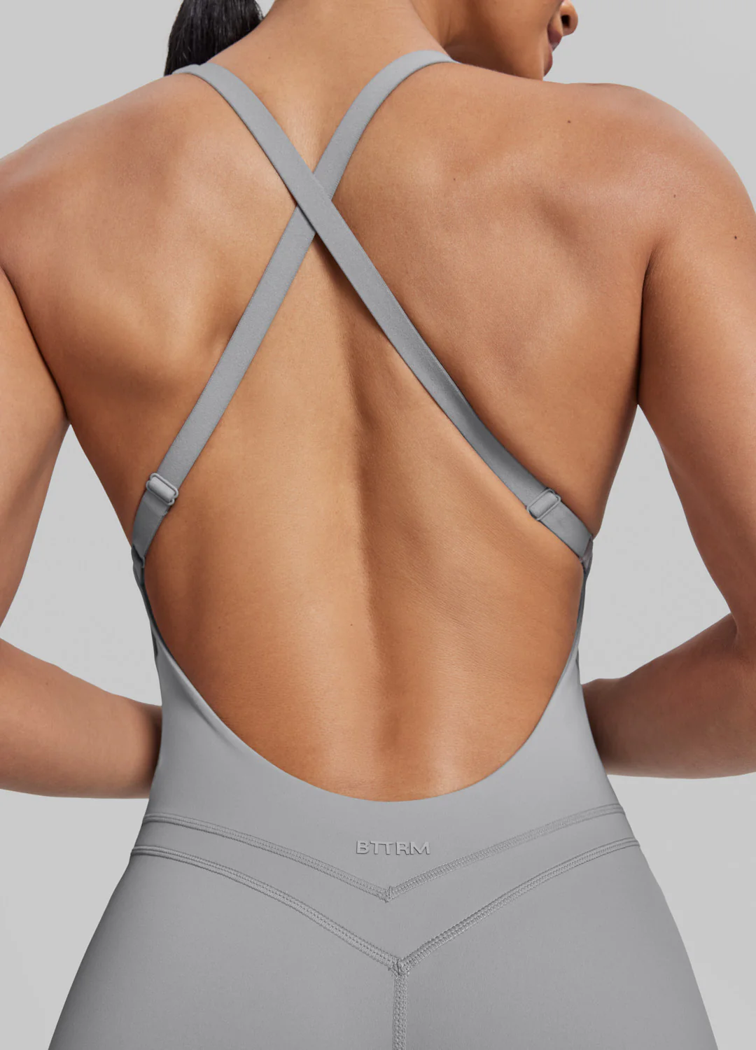 Form-Fitting Shorts Crossback Built-in Bra Sweat-Wicking Bodysuit - Image 4