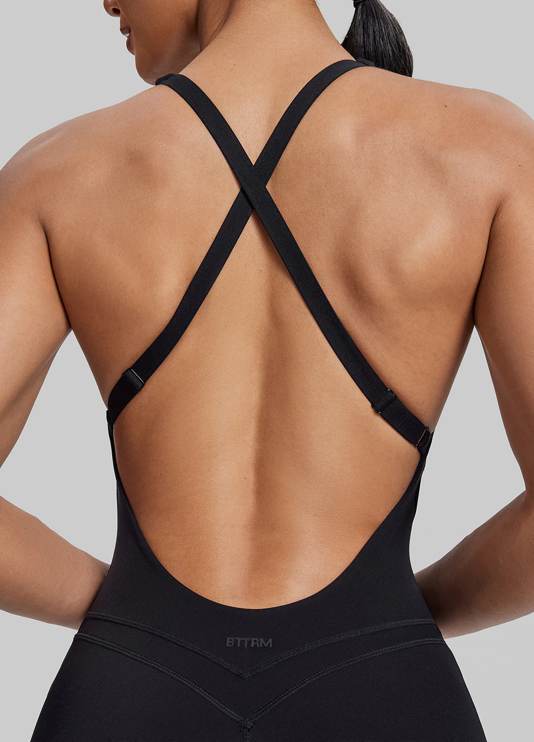 Form-Fitting Shorts Crossback Built-in Bra Sweat-Wicking Bodysuit - Image 4