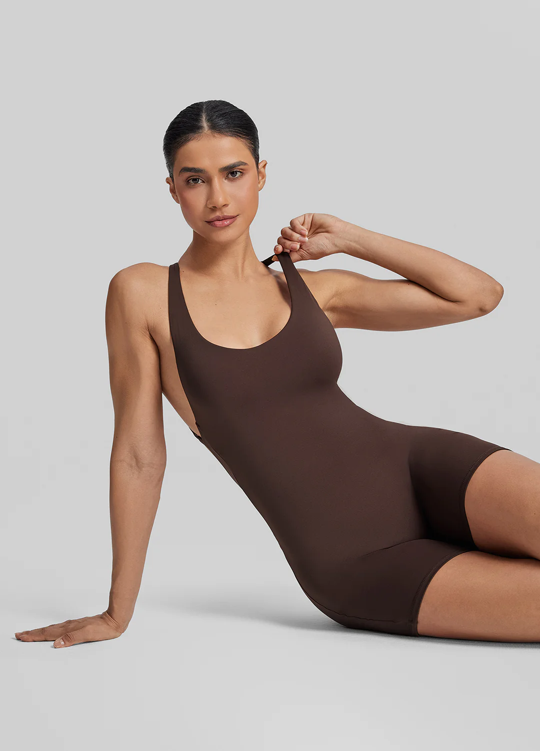 Form-Fitting Shorts Crossback Built-in Bra Sweat-Wicking Bodysuit - Image 6