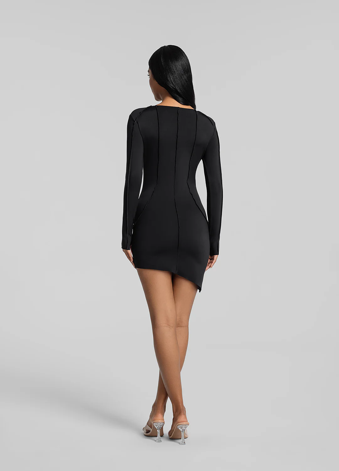 Curved Stitching Mini Dress - Image 3