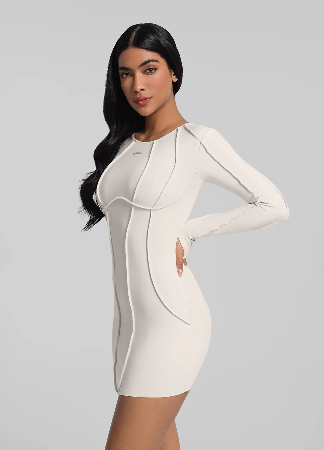 Curved Stitching Mini Dress (DEV) - Image 2