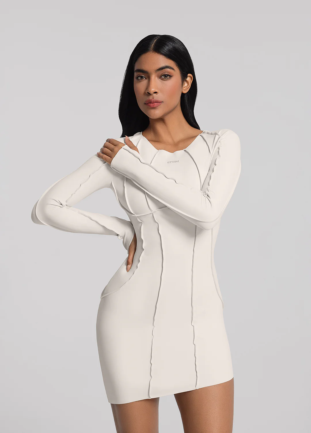 Curved Stitching Mini Dress (DEV) - Image 5