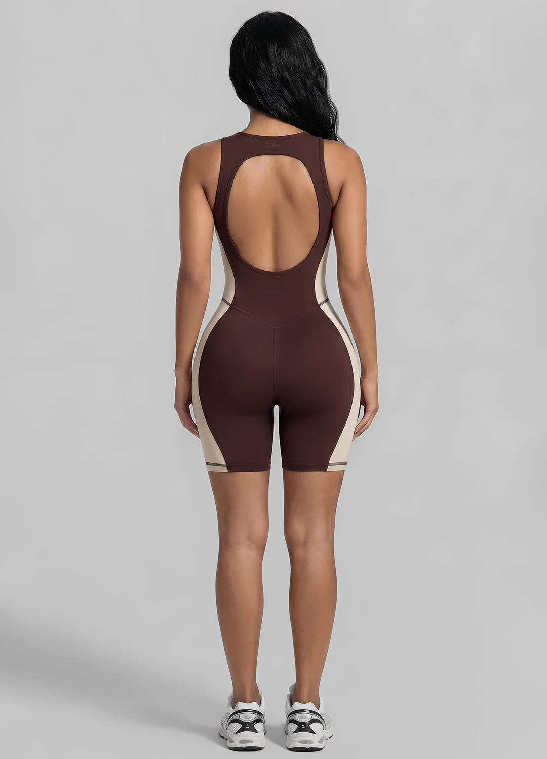 Form-Fitting Open Back Shorts Catsuit - Image 2