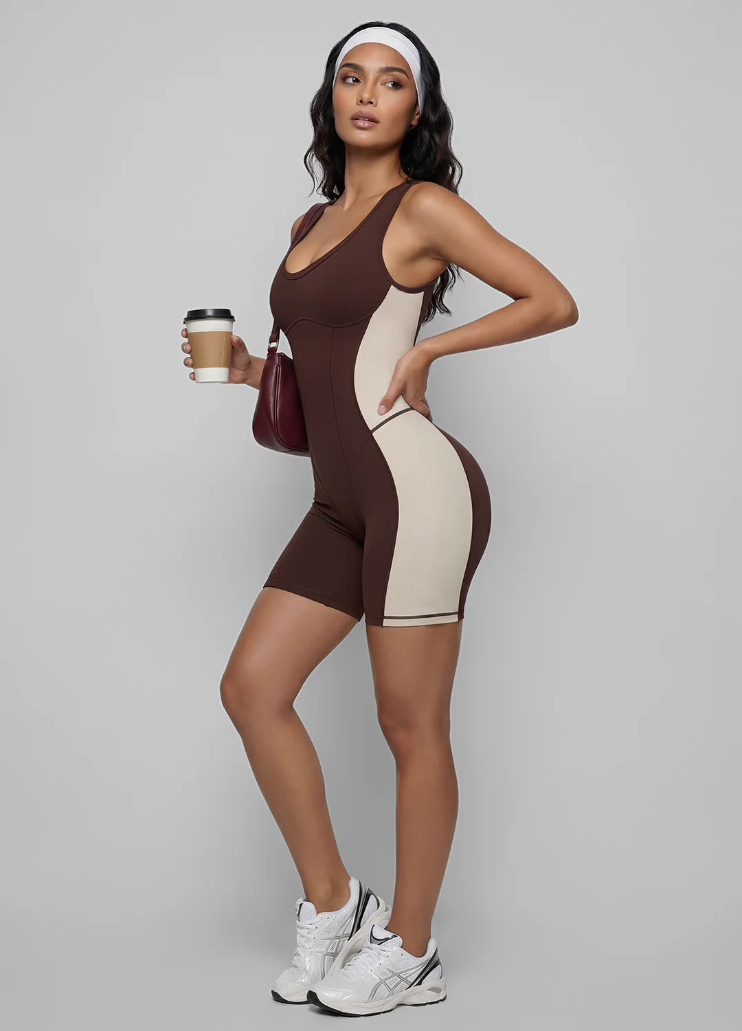 Form-Fitting Open Back Shorts Catsuit - Image 5