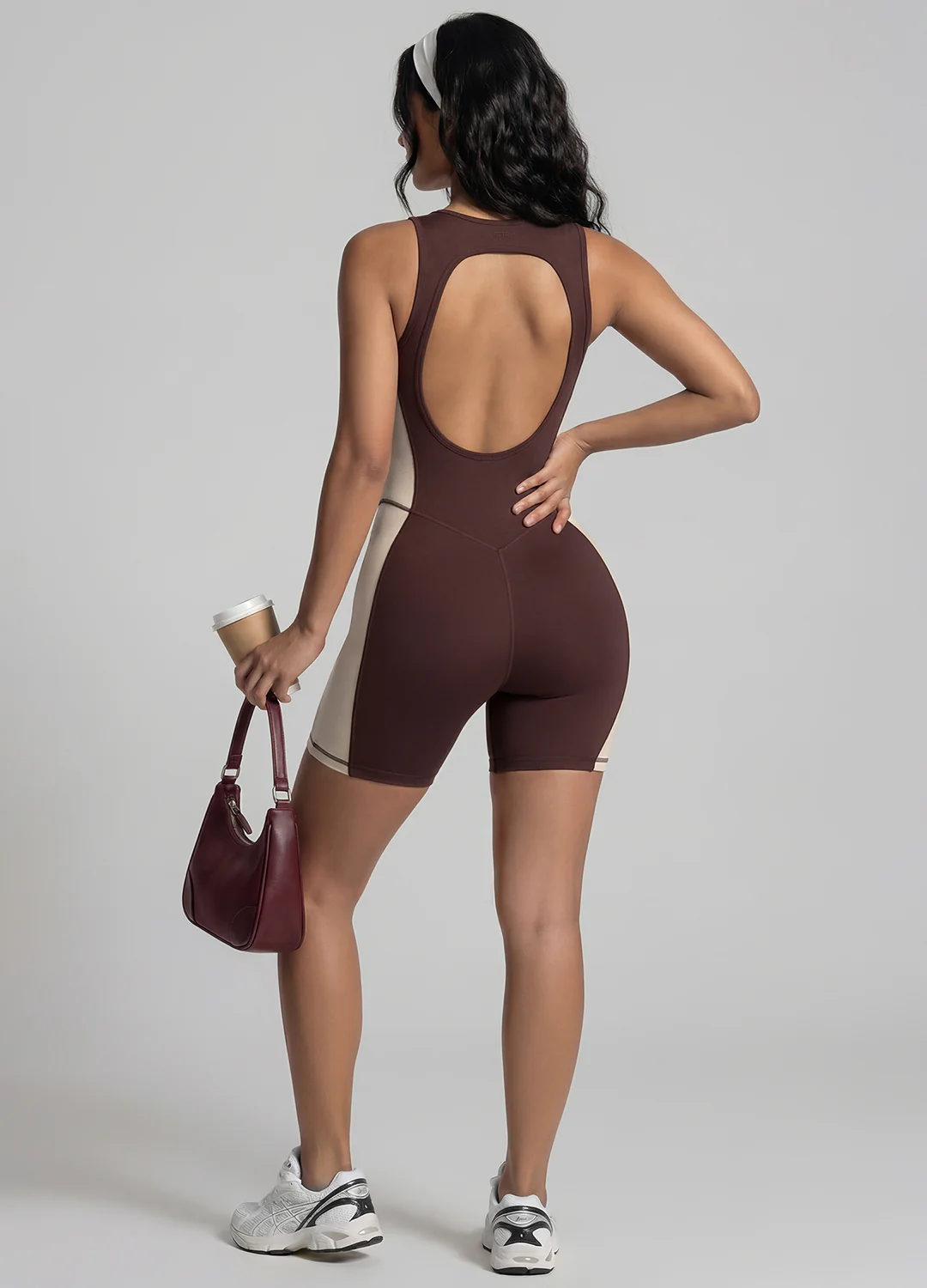 Form-Fitting Open Back Shorts Catsuit - Image 6