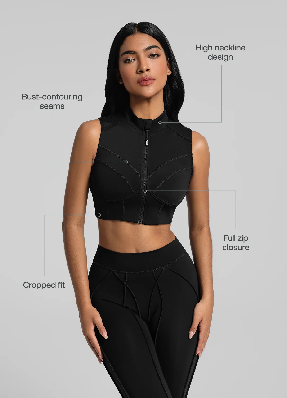 High-Neck Zip-Up Top - Image 2
