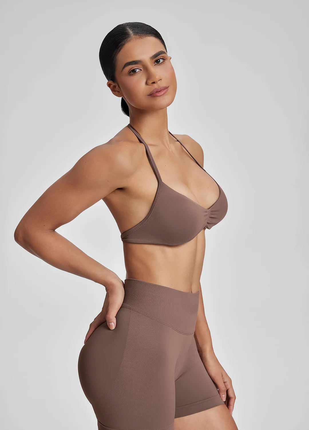 Ultrasculpt Halterneck Backless Strappy Functional Twill Knit Bra - Image 4