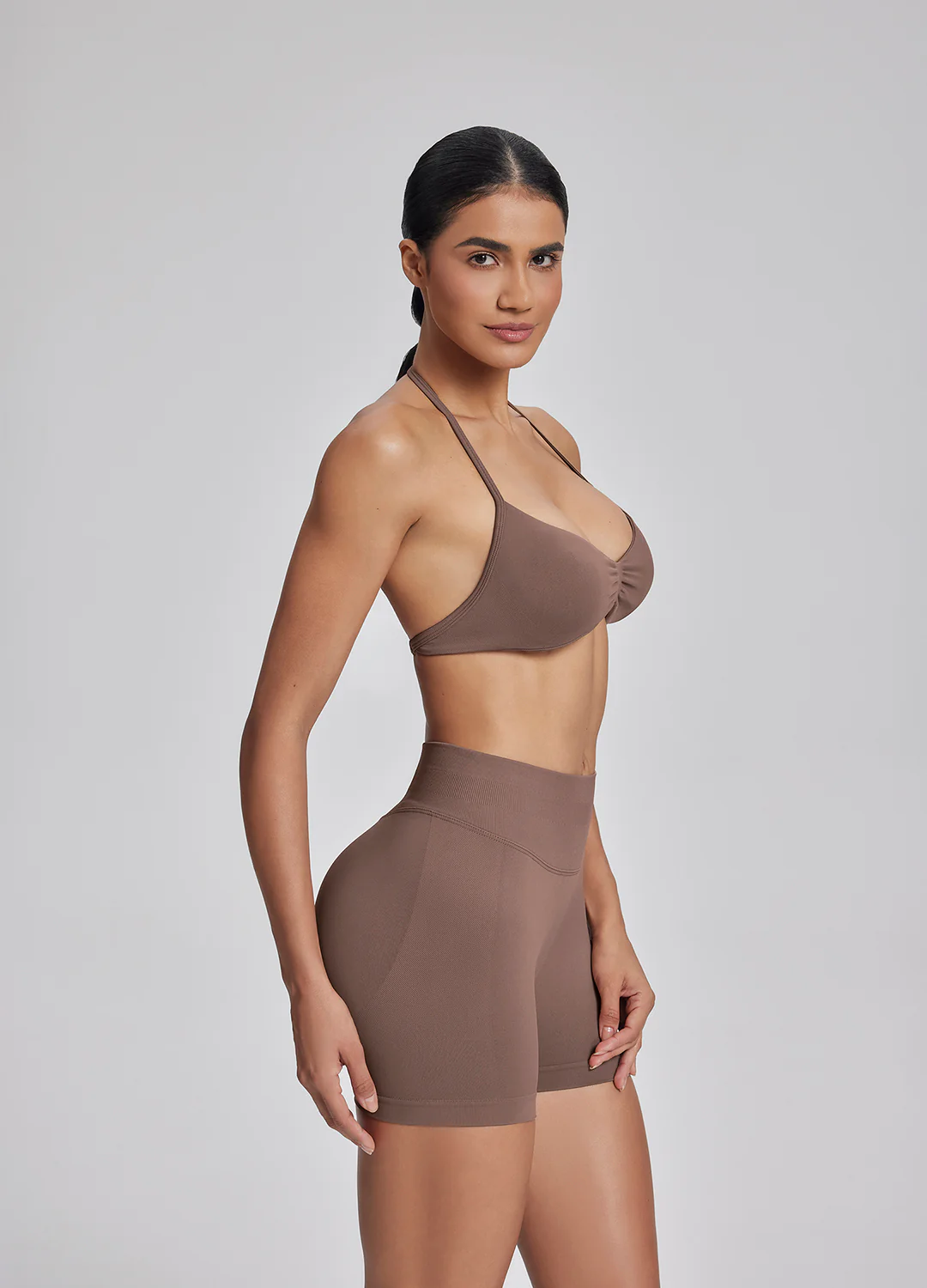 Ultrasculpt Halterneck Backless Strappy Functional Twill Knit Bra - Image 5