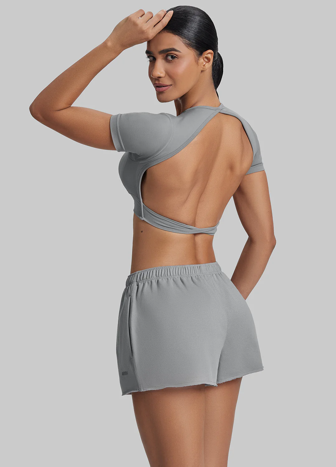 Comfy Mid-Thigh Stretchy Waist French Terry Jersey Shorts - Image 2