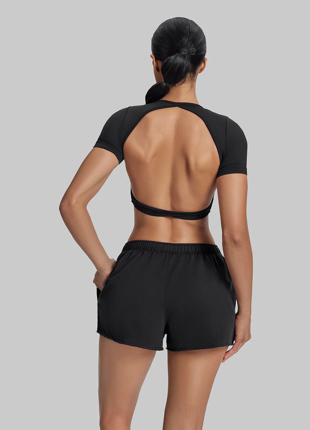 Comfy Mid-Thigh Stretchy Waist French Terry Jersey Shorts - Image 3