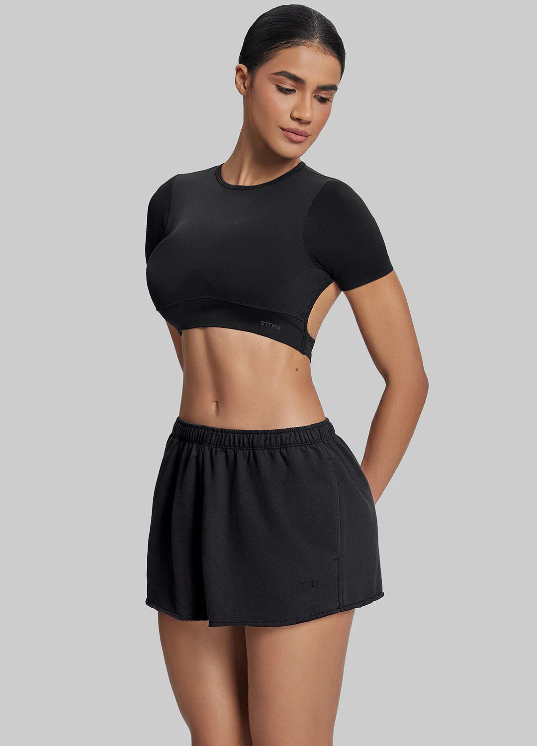 Comfy Mid-Thigh Stretchy Waist French Terry Jersey Shorts - Image 5