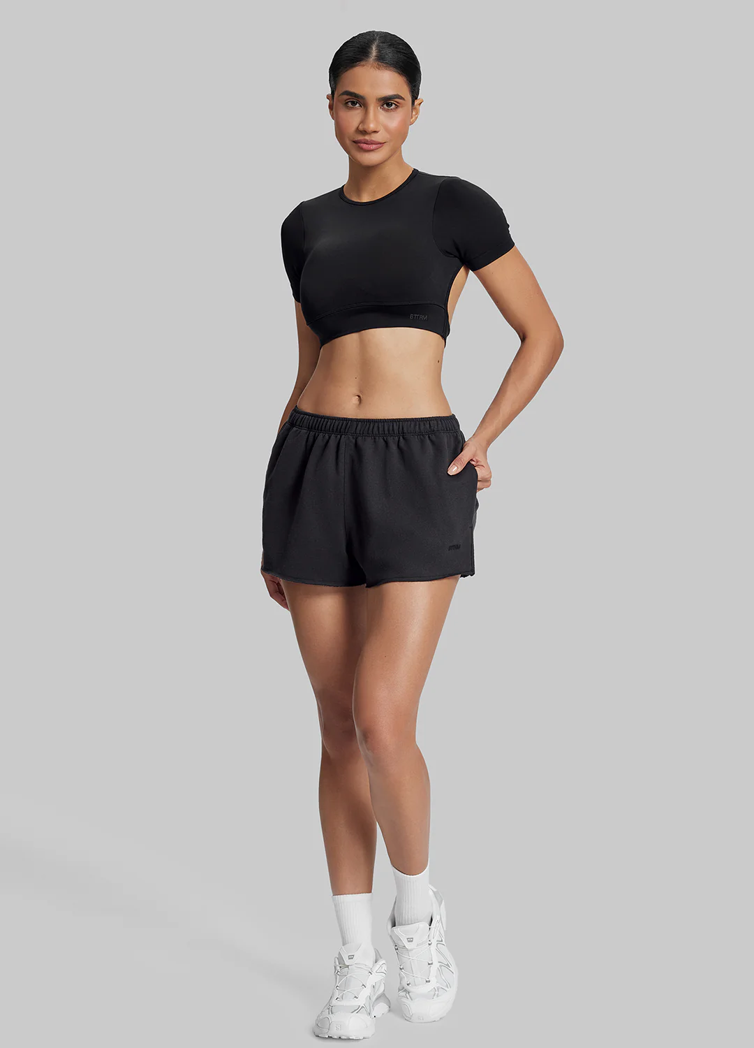 Comfy Mid-Thigh Stretchy Waist French Terry Jersey Shorts - Image 6