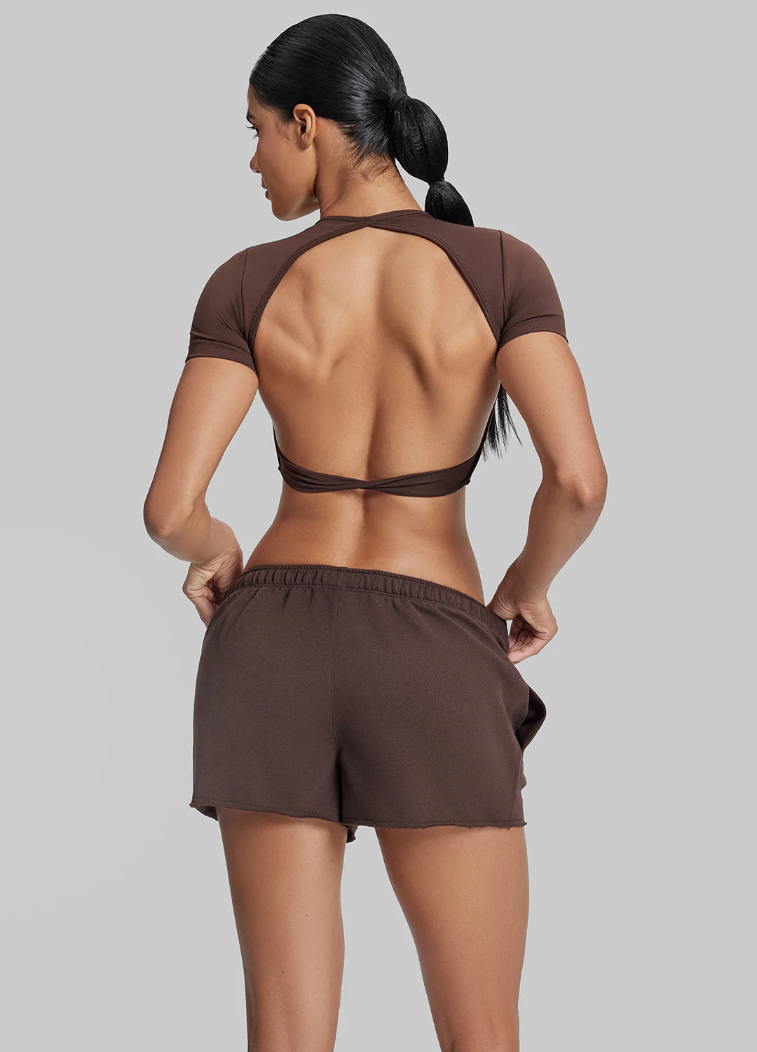 Comfy Mid-Thigh Stretchy Waist French Terry Jersey Shorts - Image 3