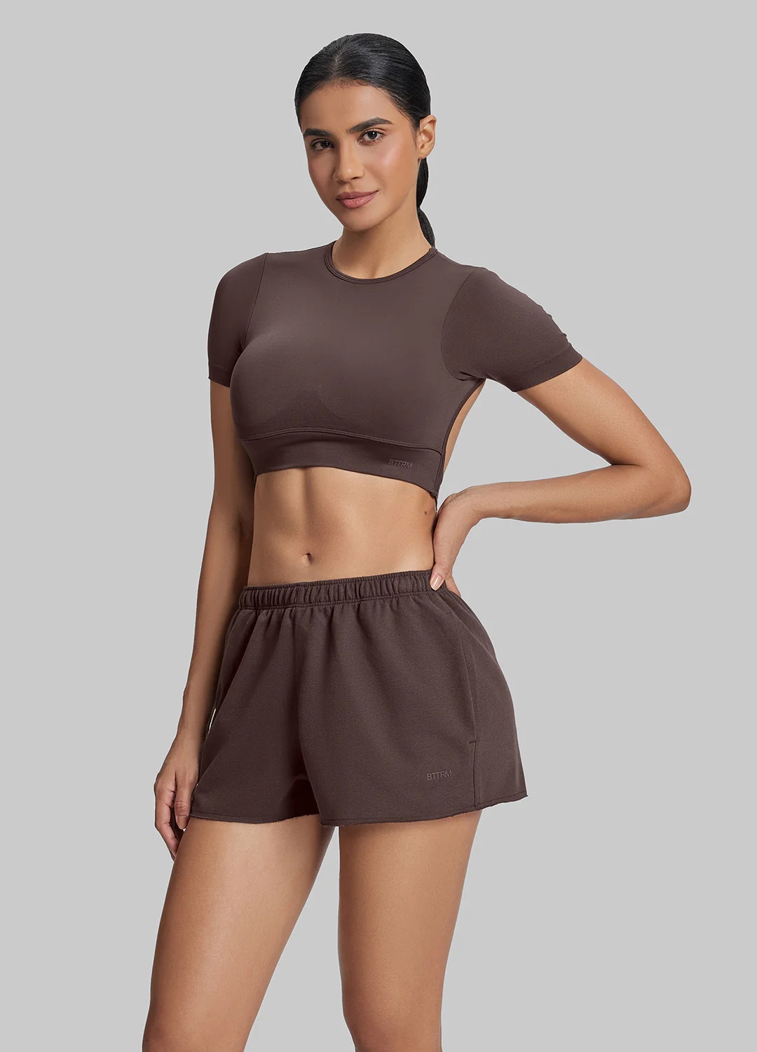 Comfy Mid-Thigh Stretchy Waist French Terry Jersey Shorts - Image 6