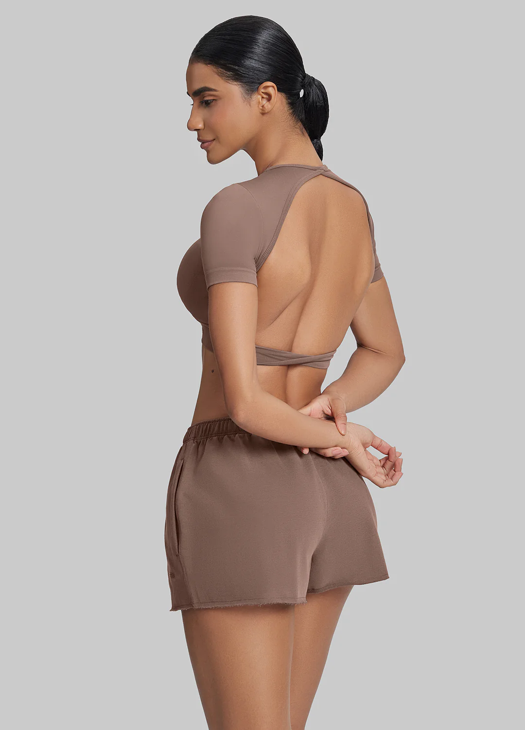 Comfy Mid-Thigh Stretchy Waist French Terry Jersey Shorts - Image 2
