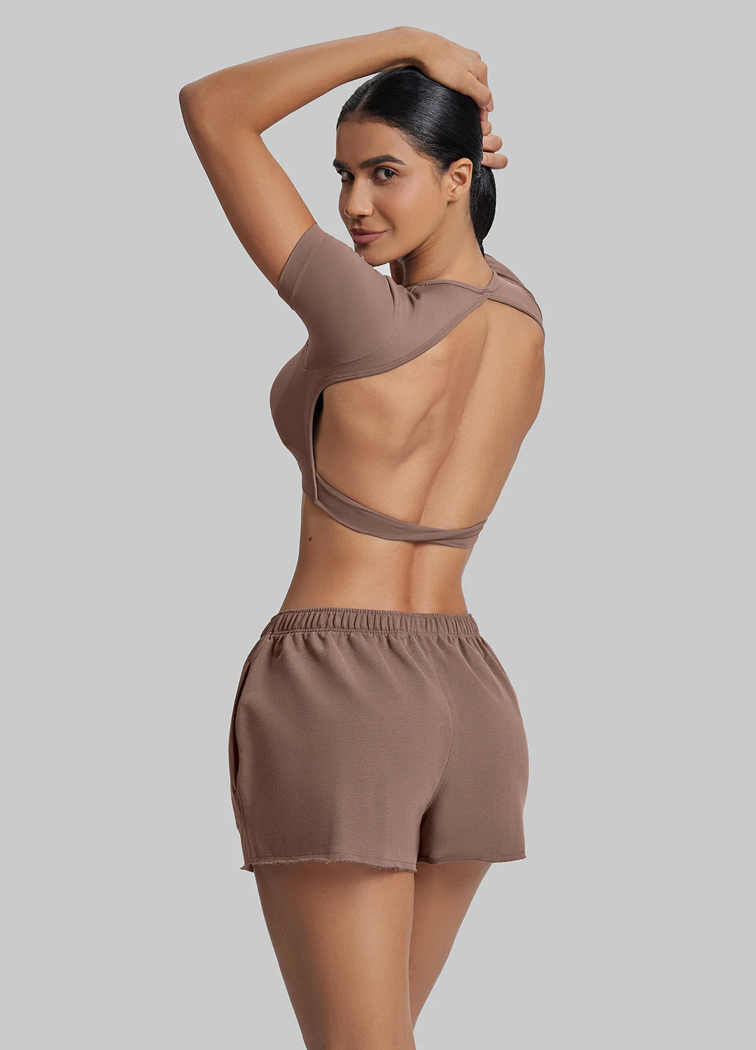Comfy Mid-Thigh Stretchy Waist French Terry Jersey Shorts - Image 3