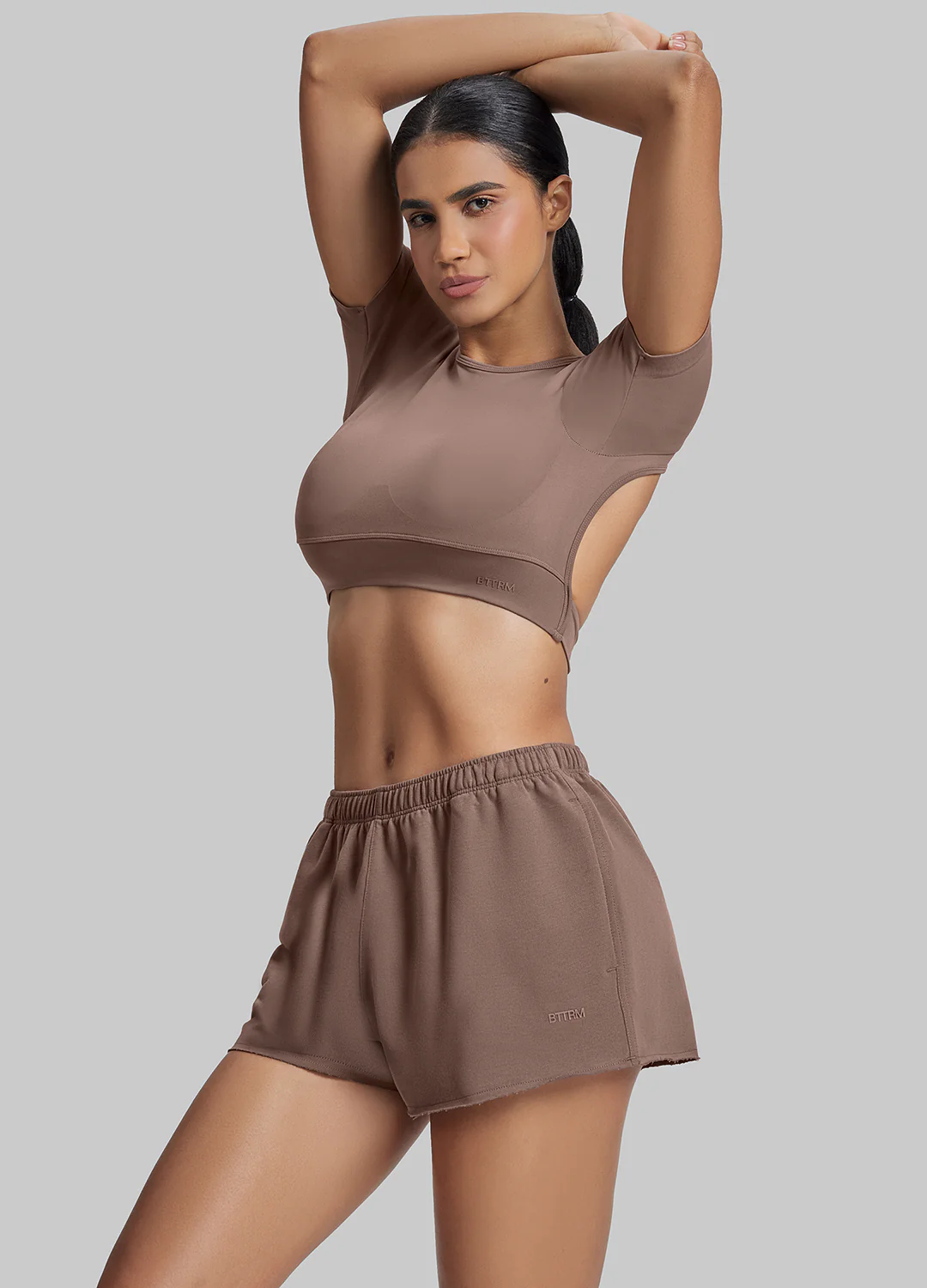 Comfy Mid-Thigh Stretchy Waist French Terry Jersey Shorts - Image 5